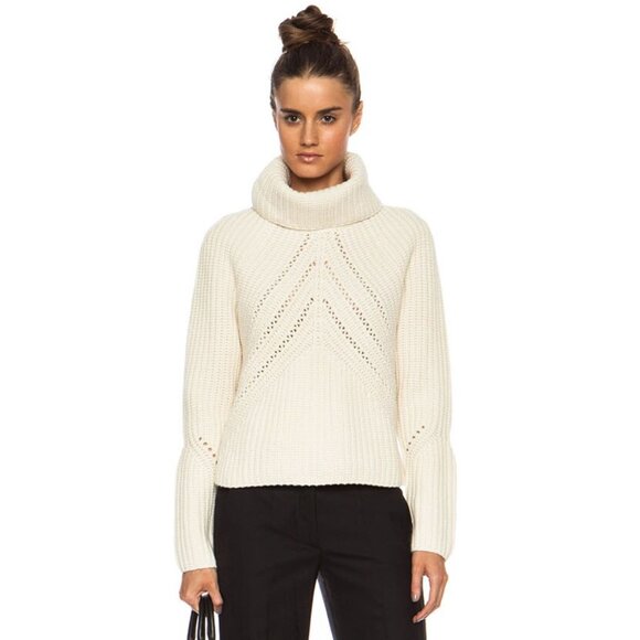 rag & bone Sweaters - RAG & BONE CeCe Funnel Neck 100% Wool Pullover Ivory Beige Cream M $549